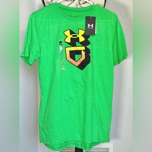 Under Armour Boy's XL Baseball Gradient Logo Vibrant Green Loose T-Shirt NWT